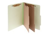 ACCO Pressboard 6-Part Classification Folders with PermClip Fasteners, Legal, Leaf Green, Box of 10, 16046