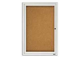 Quartet Enclosed Cork Bulletin Board for Outdoor Use, 2' x 3', 1 Door, Aluminum Frame, 2121