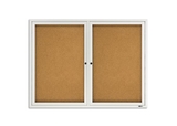 Quartet Enclosed Cork Bulletin Board for Outdoor Use, 4' x 3', 2 Door, Aluminum Frame, 2124