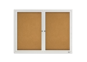 Quartet Enclosed Cork Bulletin Board for Outdoor Use, 4' x 3', 2 Door, Aluminum Frame, 2124