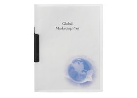 GBC Globe Swing Clip Report Cover, Punchless, 30 Sheets, Frost with Globe Design, 21539