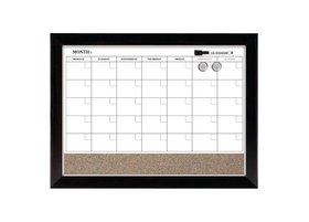 Quartet Home D&#233;cor Magnetic Combination Calendar Board, Dry-Erase and Cork, 17" x 23", Two-Tone Frame, 22476