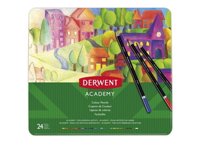 Derwent Academy Colored Pencils, 3.3Mm Core, Metal Tin, 24 Count, 2301938