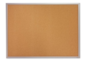 Quartet Cork Bulletin Board, 24" x 18", Silver Aluminum Frame, 2301