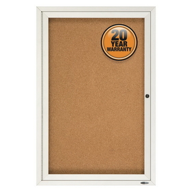 Quartet Enclosed Cork Bulletin Board for Indoor Use, 2' x 3', 1 Door, Aluminum Frame, 2363