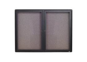 Quartet Enclosed Radius Fabric Bulletin Board, 4' x 3', 2 Door, Graphite Frame, 2364L