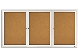 Quartet Enclosed Cork Bulletin Board for Indoor Use, 6' x 3', 3 Door, Aluminum Frame, 2366