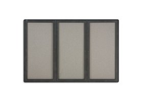 Quartet Enclosed Radius Fabric Bulletin Board, 6' x 4', 3 Door, Graphite Frame, 2367L