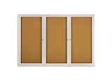 Quartet Enclosed Cork Bulletin Board for Indoor Use, 6' x 4', 3 Door, Aluminum Frame, 2367