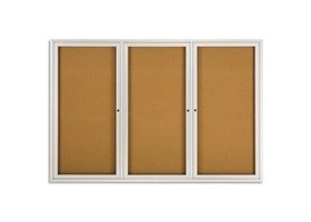 Quartet Enclosed Cork Bulletin Board for Indoor Use, 6' x 4', 3 Door, Aluminum Frame, 2367
