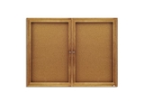 Quartet Enclosed Cork Bulletin Board for Indoor Use, 4' x 3', 2 Door, Oak Frame, 364