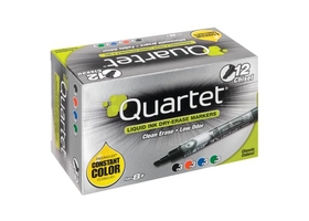 Quartet EnduraGlide Dry-Erase Markers, Chisel Tip, Assorted Colors, 12 Pack, 5001-18MA