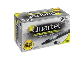 Quartet EnduraGlide Dry-Erase Markers, Chisel Tip, Black, 12 Pack, 5001-2MA