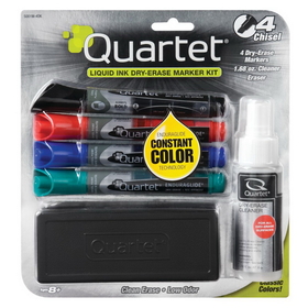 Quartet Enduraglide Dry-Erase Kit, Chisel Tip Dry-Erase Markers, Eraser, Spray Cleaner, 5001M-4SKA