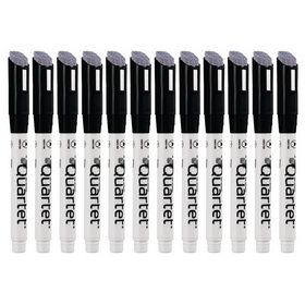 Quartet Classic Low Odor Dry-Erase Markers With Magnetic Eraser Cap, Fine Tip, Detailed Color: Black, Pack Quantity: 12, Tip Type: Fine, 51-989692QB