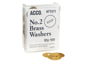 ACCO Brass Washers, 15/32", Box of 100, 71511