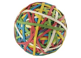 ACCO Rubber Band Ball, 275 Bands Per Ball, Assorted Colors, 1/Box with Peggable Header, 72153