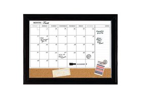 Quartet Magnetic Combination Calendar Board, 17" x 23", Dry-Erase & Cork, 1-Month Design, Espresso Frame, 79275