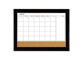 Quartet Home D&#233;cor Magnetic Combination Calendar Board, 23" x 35", Dry-Erase & Cork, 1-Month Calendar, Ebony Frame, 79284