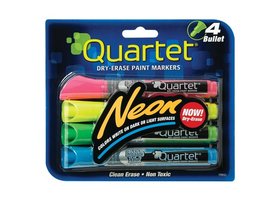 Quartet Neon Dry-Erase Markers, Bullet Tip, Assorted Colors, 4 Pack, 79551-A