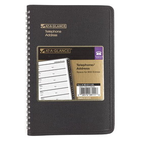 AT-A-GLANCE Large Telephone Address Book, 800+ Entries, Black, 4 7/8" x 8"