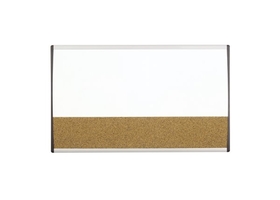 Quartet Arc Cubicle Combination Board, 30" x 18", Magnetic Whiteboard/Cork Surface, Aluminum Frame, ARCCB3018