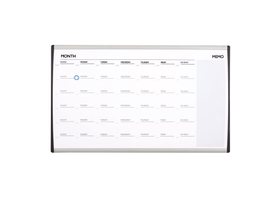 Quartet Arc Cubicle Whiteboard Calendar, 30" x 18", Magnetic, Aluminum Frame, ARCCP3018
