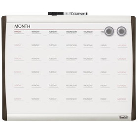 Quartet  Magnetic Dry-Erase Calendar Board, 11" x 14", 1-Month Design, Black/Silver Frame