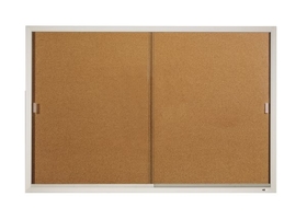 Quartet Enclosed Cork Bulletin Board for Indoor Use, 6' x 4', Sliding Door, Aluminum Frame, D2405