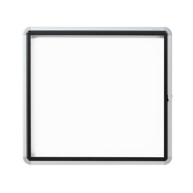 Quartet Enclosed Magnetic Whiteboard for Outdoor Use, 30" x 27" or 6 Sheets, 1 Swing Door, Aluminum Frame, EEHM2730