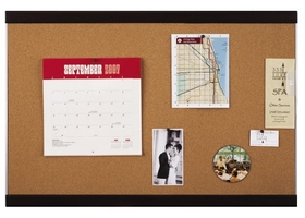 Quartet Cork Bulletin Board, 2' x 3', Mahogany Finish and Aluminum Frame, ELANB2436A