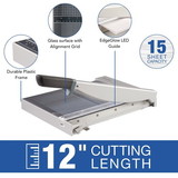 Swingline ClassicCut Guillotine Trimmers with EdgeGlow, Glass