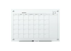 Quartet Infinity Glass Magnetic Calendar Board, 3' x 2', White Surface, Frameless, GC3624F