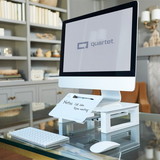 Quartet Desktop Glass Monitor Riser with Dry-Erase Board, Adjustable Height