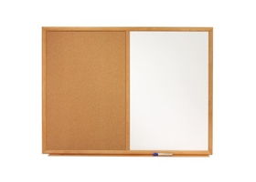 Quartet Standard Combination Whiteboard/Cork Bulletin Board, 3' x 2', Oak Finish Frame, S553