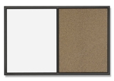Quartet Standard Combination Whiteboard/Cork Bulletin Board, 4' x 3', Black Frame, S564