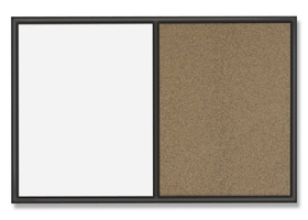 Quartet Standard Combination Whiteboard/Cork Bulletin Board, 4' x 3', Black Frame, S564