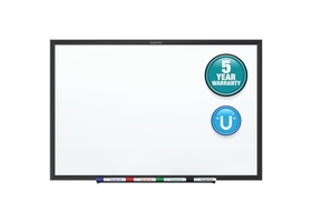 Quartet Standard Magnetic Whiteboard, 3' x 2', Black Aluminum Frame, SM533B