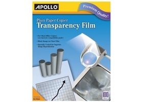 Apollo Plain Paper Copier Film Without Stripe, Black-&-White, 100 Sheets, VPP100CE-A