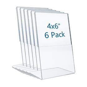 TOPTIE Acrylic Sign Holder 4x6 with Slant Back, Clear Sign Holders, Menu Flyer Display Stand