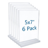 TOPTIE Acrylic T Shape Sign Holder 5x7 Tabletop Display Frames, Double Sided, Menu Ad Stands