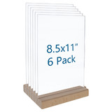 TOPTIE Sample 1 Pack Acrylic T Shape Sign Holder, Table Menu Number Holder with Wooden Stands