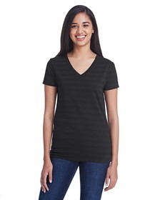 Custom Threadfast Apparel 252RV Ladies' Invisible Stripe V-Neck T-Shirt
