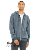 Bella+Canvas 3339 FWD Fashion Adult Sueded Fleece Full-Zip Hooded Sweatshirt