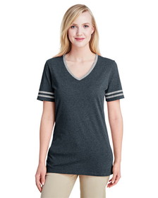 Jerzees 602WVR Ladies' 4.5 oz. TRI-BLEND Varsity V-Neck T-Shirt