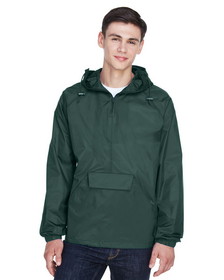 Custom UltraClub 8925 Adult Quarter-Zip Hooded Pullover Pack-Away Jacket
