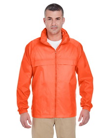 Custom UltraClub 8929 Adult Full-Zip Hooded Pack-Away Jacket