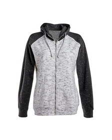 Custom J.America JA8679 Ladies' M&#233;lange Fleece 2-Tone Full-Zip Hooded Sweatshirt