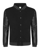 Just Hoods By AWDis JHA042 Men's 80/20 Heavyweight Urban Letterman Jacket with Leather Sleeves