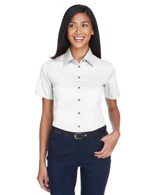 Custom Harriton M500SW Ladies' Easy Blend&#153; Short-Sleeve Twill Shirt with Stain-Release